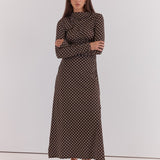 Ashini Long Sleeved Ruched Dress - Polka Dot