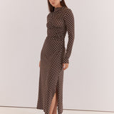 Ashini Long Sleeved Ruched Dress - Polka Dot