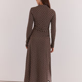Ashini Long Sleeved Ruched Dress - Polka Dot