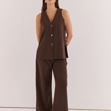 Nevra Side Panel Vest - Chocolate