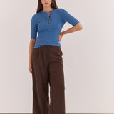 Natalie Wide Leg Trouser - Chocolate