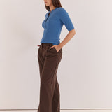 Natalie Wide Leg Trouser - Chocolate