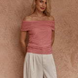 Jordan Off Shoulder Top in Burnt Pink – women's top by SASS