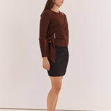 Azalea Wrap Sweater - Chocolate