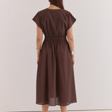 Nazalia Tie Waist Dress - Chocolate