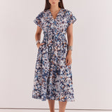 Nazalia Tie Waist Dress - Violet Floral
