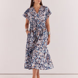 Nazalia Tie Waist Dress - Violet Floral