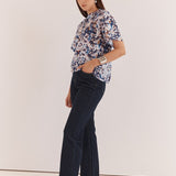 Anika Frill Neck Blouse - Violet Floral