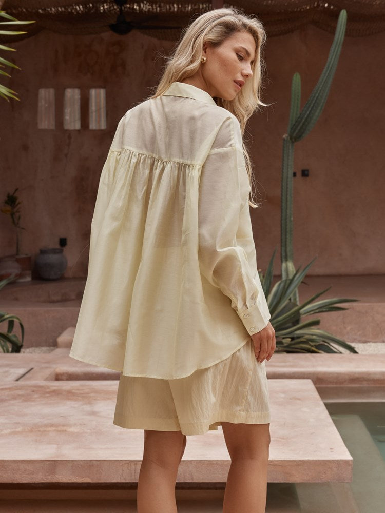 Val Oversized Shirt in Lemon – women's shirt by SASS