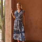 Zendeya Twist Midi Dress in Bandana Print – women's dress by SASS