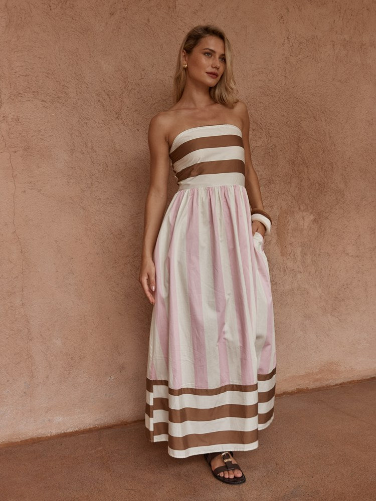 Nea Spliced Strapless Dress in Neapolitan – women's dress by SASS