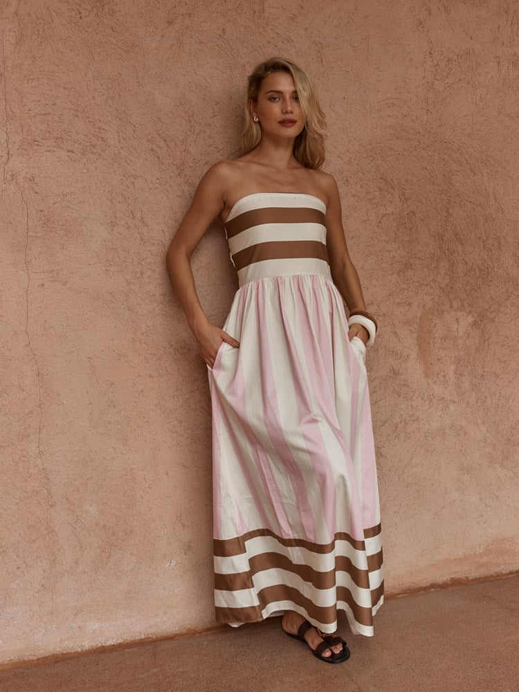 Nea Spliced Strapless Dress in Neapolitan – women's dress by SASS