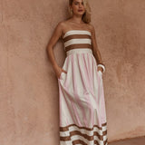 Nea Spliced Strapless Dress in Neapolitan – women's dress by SASS