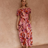 Jo Off Shoulder Dress in Peony Print – women's dress by SASS