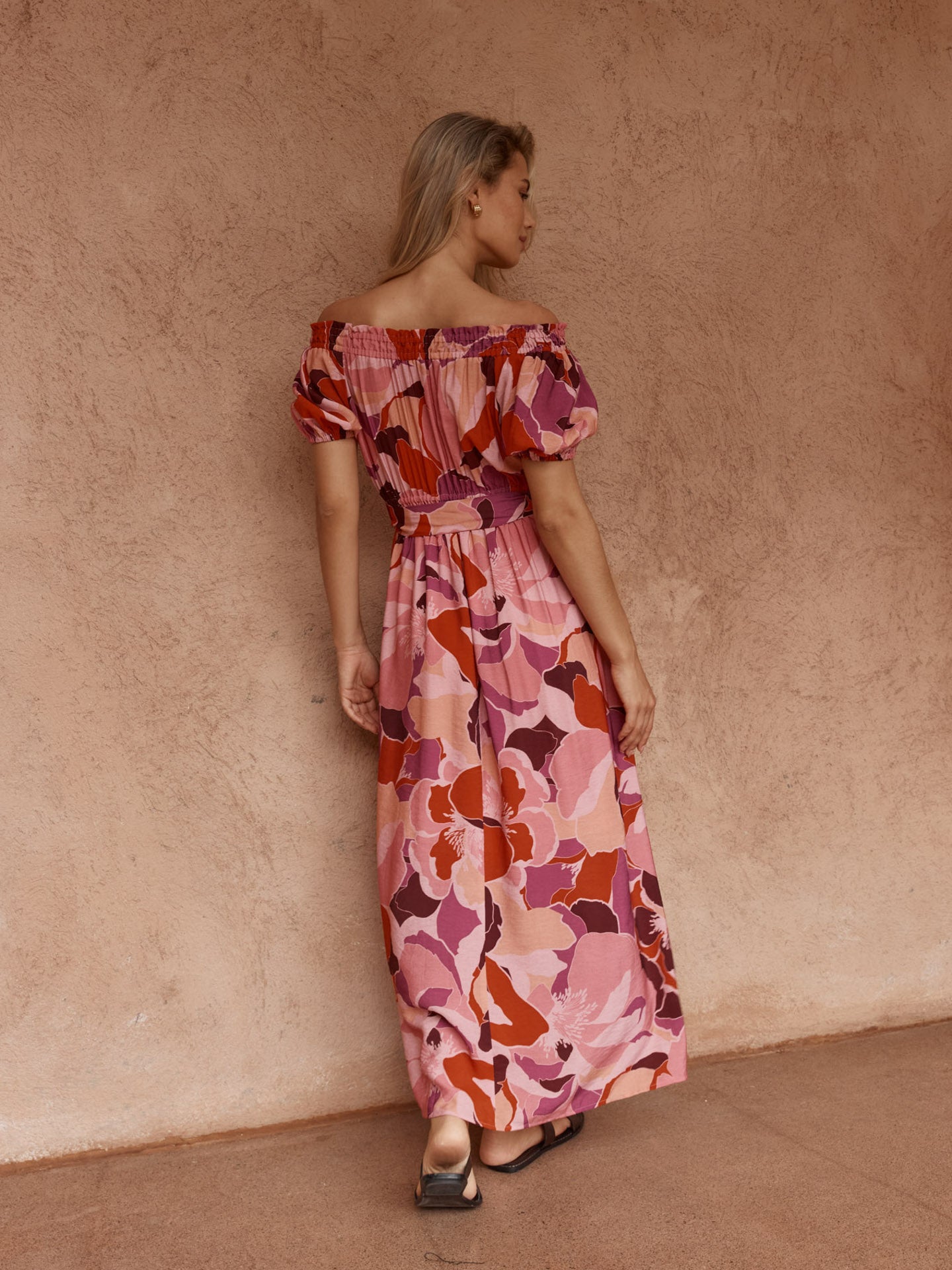 Jo Off Shoulder Dress in Peony Print – women's dress by SASS