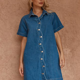 Pepe Wave Denim Dress - Classic Blue
