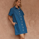 Pepe Wave Denim Dress - Classic Blue