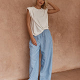 Beth Tailored Pant in Blue White – women's pants by SASS