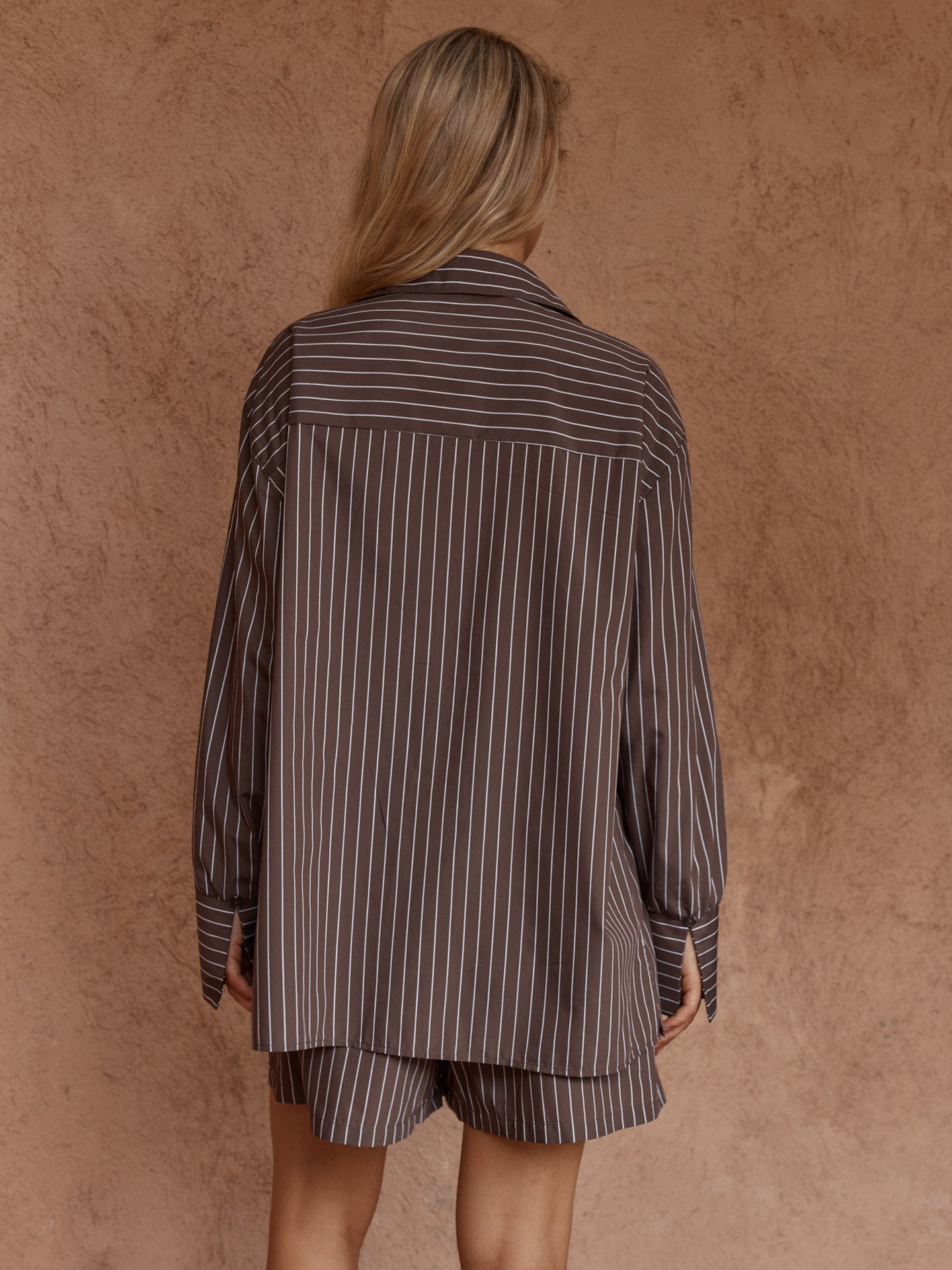 Marty Piped Stripe Shirt in Choc Stripe – women's shirt by SASS
