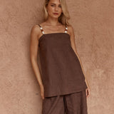 India Embroidered Tunic in Chocolate – women's tunic top by SASS