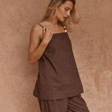 India Embroidered Tunic in Chocolate – women's tunic top by SASS