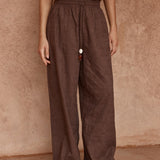 Bellie Embroidered Pant in Chocolate – women's pants by SASS