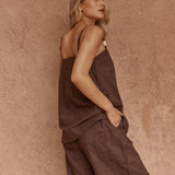 Bellie Embroidered Pant in Chocolate – women's pants by SASS