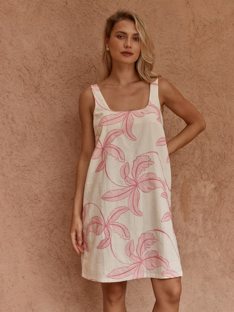 Vienne Mini Shift Dress in Neutral/Pink – women's dress by SASS