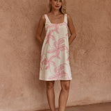 Vienne Mini Shift Dress in Neutral/Pink – women's dress by SASS