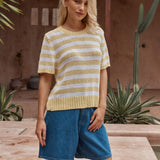 Jules Stripe Tee in Lemon / White – women's t-shirt by SASS