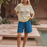 Jules Stripe Tee in Lemon / White – women's t-shirt by SASS