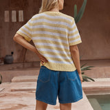 Jules Stripe Tee in Lemon / White – women's t-shirt by SASS