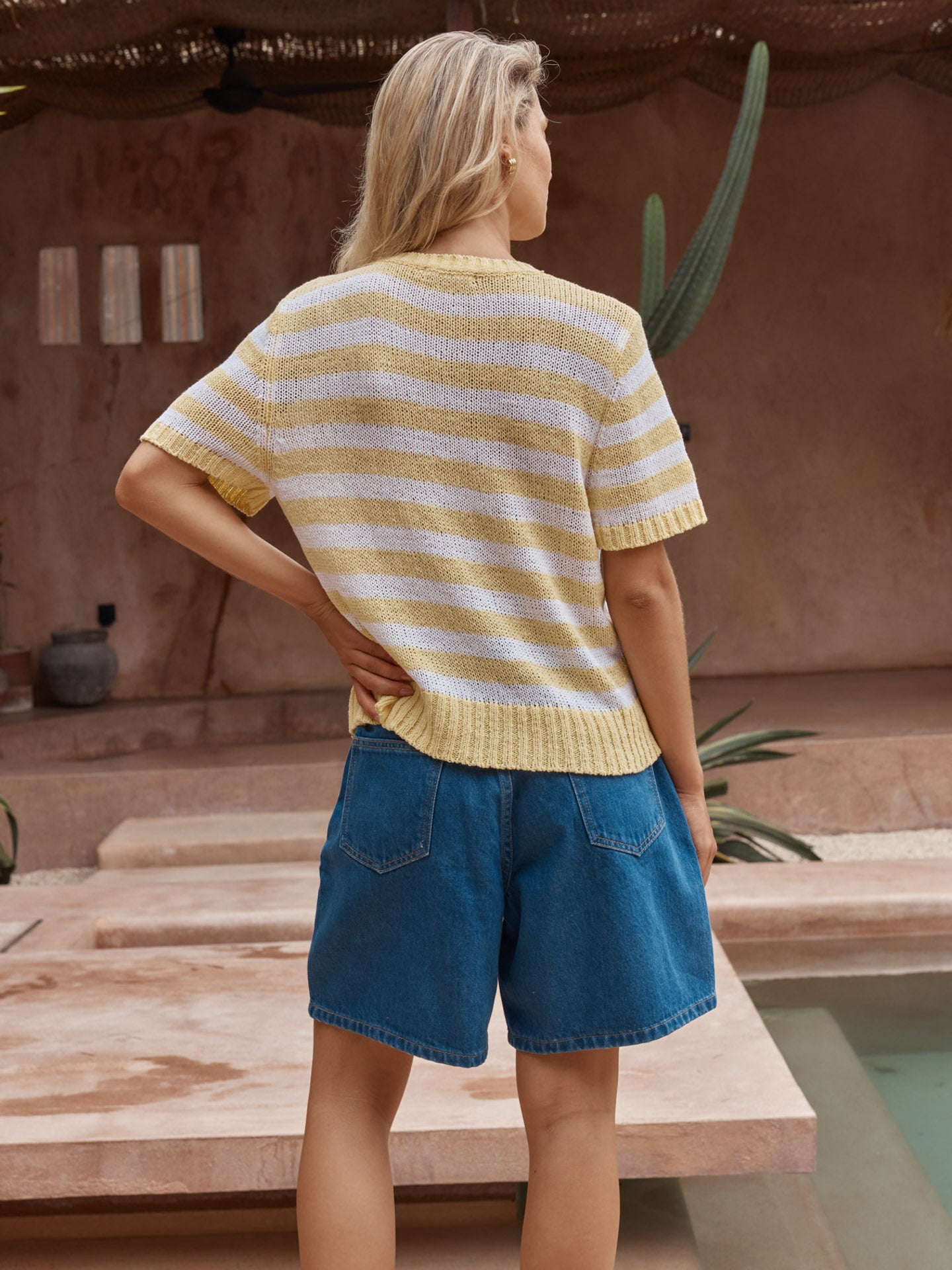 Jules Stripe Tee in Lemon / White – women's t-shirt by SASS
