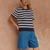 Jules Stripe Tee in Navy/ White – women's t-shirt by SASS
