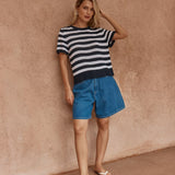 Jules Stripe Tee in Navy/ White – women's t-shirt by SASS