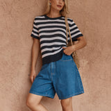 Jules Stripe Tee - Navy/ White