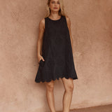 Mavis Broderie Shift Dress in Black – women's dress by SASS