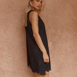 Mavis Broderie Shift Dress in Black – women's dress by SASS