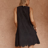 Mavis Broderie Shift Dress in Black – women's dress by SASS