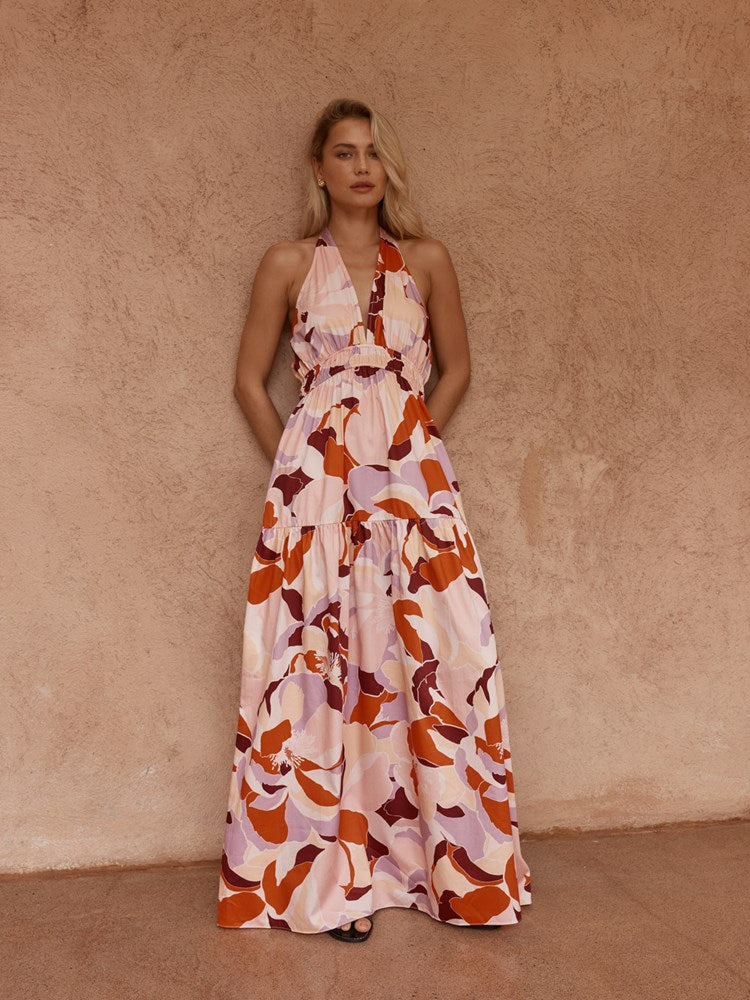 Reese Halter Dress in Peony Print – women's dress by SASS