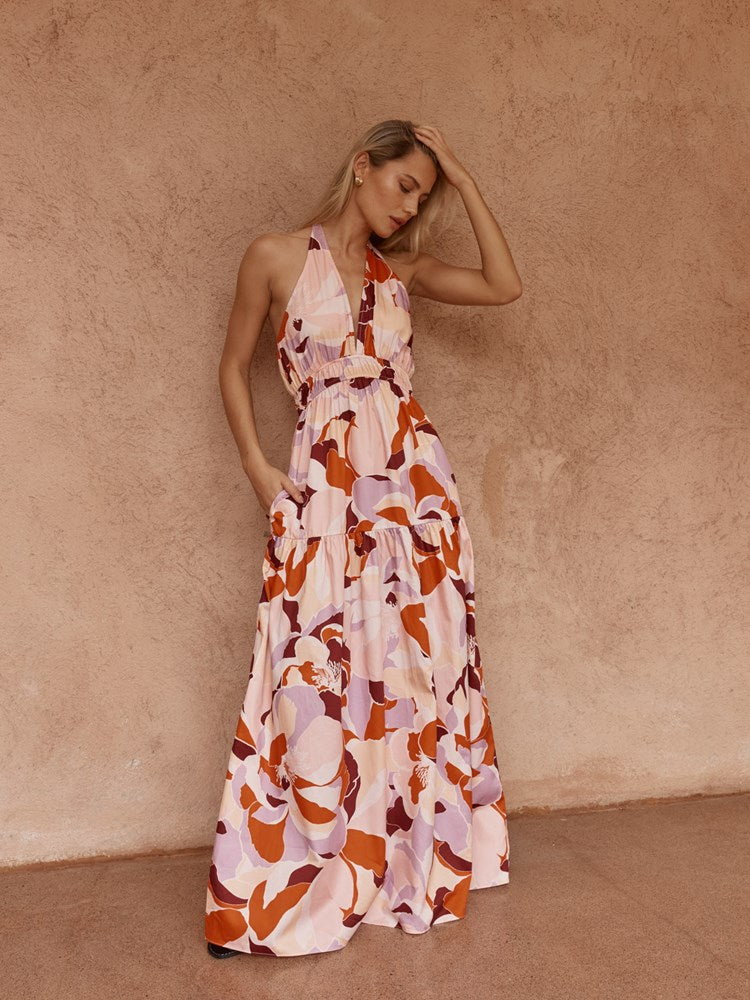 Reese Halter Dress in Peony Print – women's dress by SASS