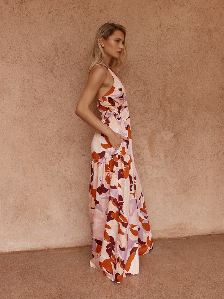 Reese Halter Dress in Peony Print – women's dress by SASS