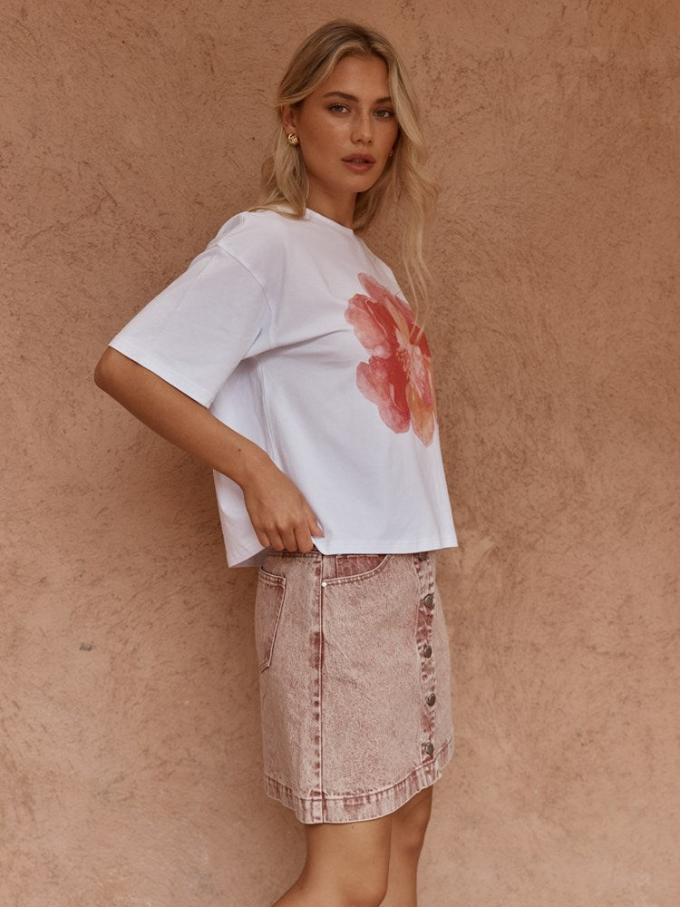 Salore Printed Tee in Peony Print – women's t-shirt by SASS