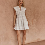 Ivie Embroidered Tie Dress in White – women's dress by SASS
