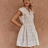 Ivie Embroidered Tie Dress in White – women's dress by SASS