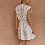 Ivie Embroidered Tie Dress - White