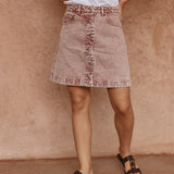 Tipo Wave Denim Skirt - Rusty Red
