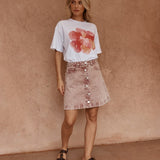 Tipo Wave Denim Skirt - Rusty Red