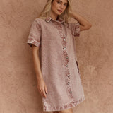 Pepe Wave Denim Dress - Rusty Red