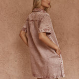 Pepe Wave Denim Dress - Rusty Red